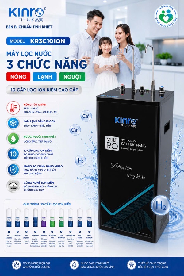 Máy lọc nước Kinro KR3C10 ION đa chức năng nóng lạnh nguội ảnh 2