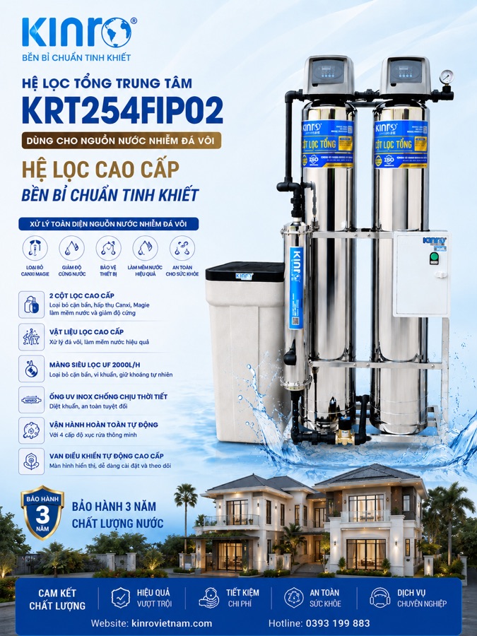 Hệ lọc tổng Kinro KRT254FIP02 làm mềm nước cứng cao cấp ảnh 2