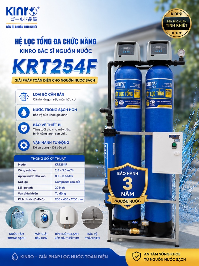 Hệ lọc tổng Kinro KTR254F đa năng, xử lý sắt nhẹ