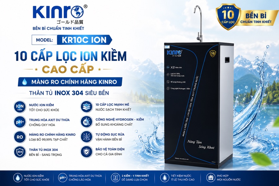 Máy lọc nước Kinro KR10C ION 10 cấp Hydrogen ion kiềm